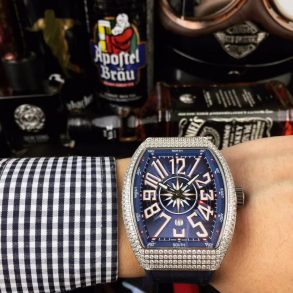 Franck Muller Vanguard V45 SC DT Diamond bezel Blue Face