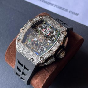 Iced out Richard Mille RM011-03 Titanium silver Replica