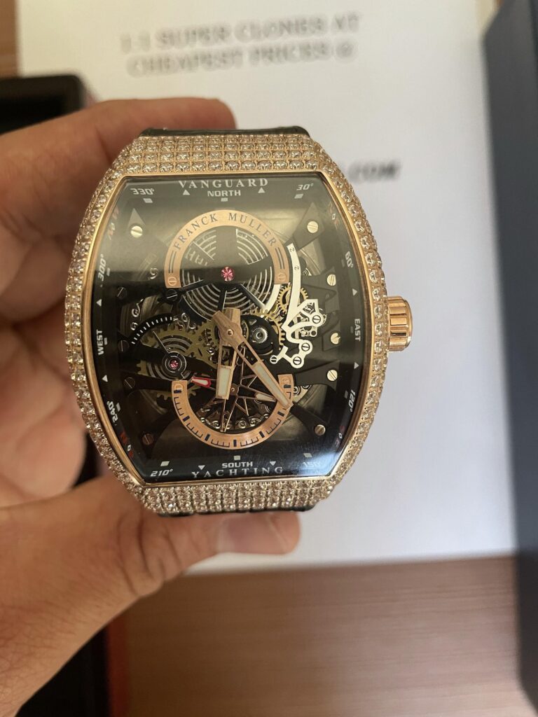 Iced Franck Muller Vanguard Yachting Anchor Skeleton Rose Gold