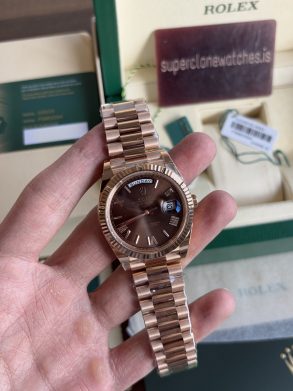 Rolex Day-Date Rose Gold Chocolate Dial 40 mm Clone