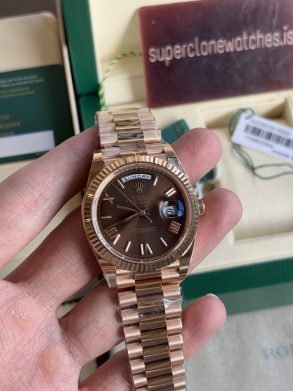 Rolex Day-Date Rose Gold Chocolate Dial 40 mm Clone