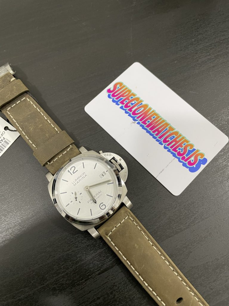 PAM1394 White Dial Brown Strap Luminor Marina Panerai Automatic Swiss P9010 Clone Movement