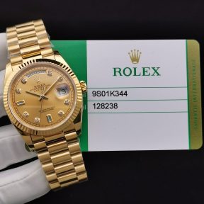 Rolex Day-Date 36 Yellow Gold Champagne Dial 3255 movement