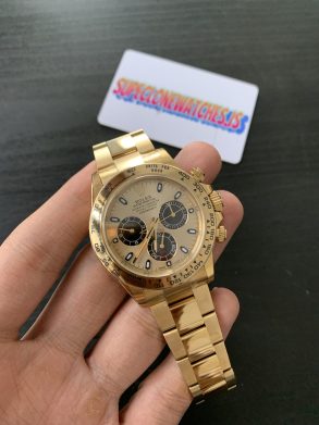 Rolex Daytona Yellow Gold Champagne Dial 4130 Movement Clean Factory Imitation