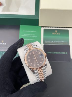 Rolex Datejust Rose Gold Two-Tone Chocolate Dial Swiss 3235 Movement Super Copy