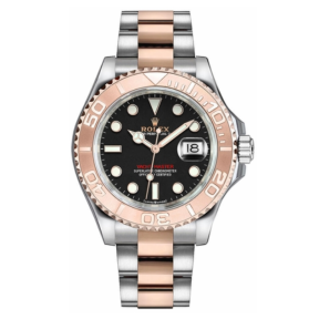 Clone Rolex Yacht Master Two-Tone Rose Gold Black Dial 3235 Movement