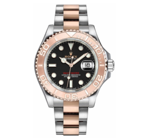 Clone Rolex Yacht Master Two-Tone Rose Gold Black Dial 3235 Movement