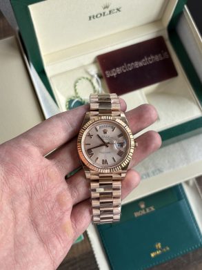 Clone Rolex Day Date 40 Rose Gold Sun Dust Dial