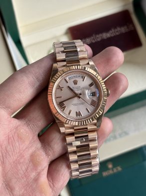 Clone Rolex Day Date 40 Rose Gold Sun Dust Dial