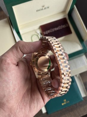 Clone Rolex Day Date 40 Rose Gold Sun Dust Dial