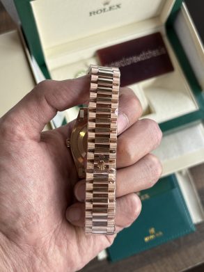 Clone Rolex Day Date 40 Rose Gold Sun Dust Dial