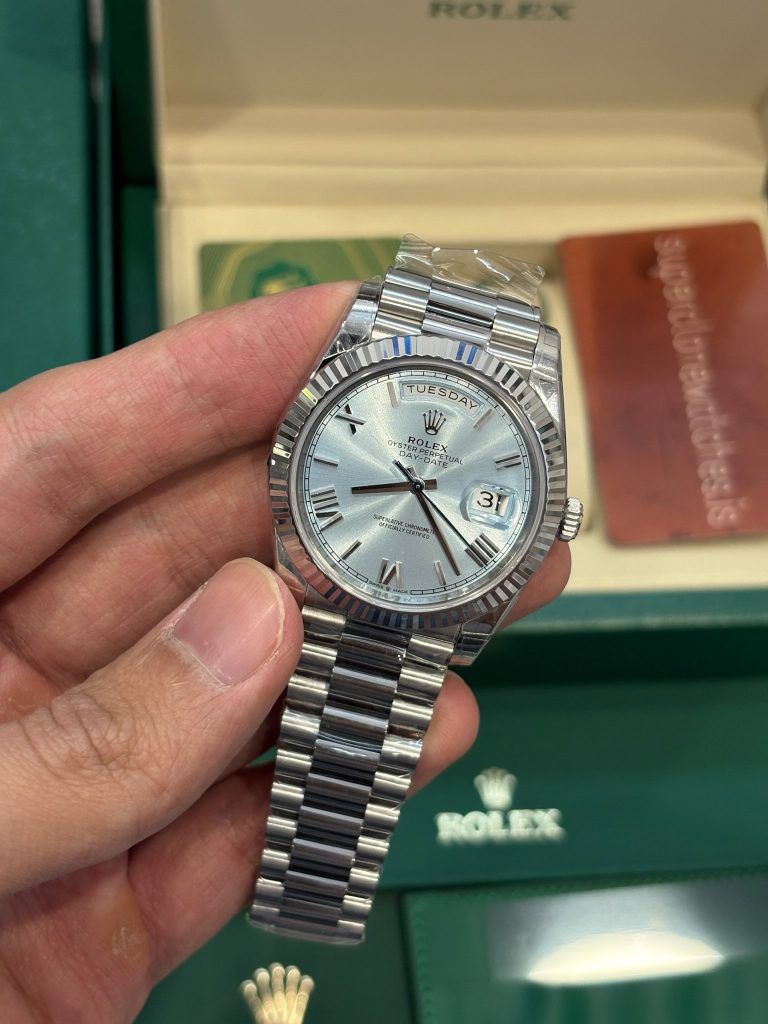 Rolex Day Date 40 Platinum Ice Blue Dial Super Clone