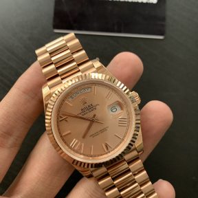 Clone Rolex Day Date 40 Rose Gold Sun Dust Dial