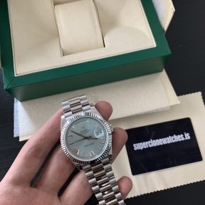 Rolex Day Date 40 Platinum Ice Blue Dial Super Clone