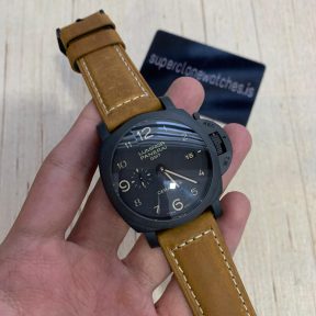 PAM441 Brown Leather Strap 44mm Black Ceramic Case Super Clone Watch