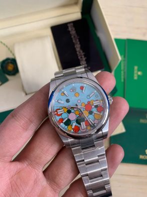 Celebration Motif Dial Rolex Oyster Perpetual 41mm Turquoise Blue Dial Replica