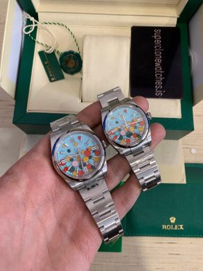 Celebration Motif Dial Rolex Oyster Perpetual 41mm Turquoise Blue Dial Replica