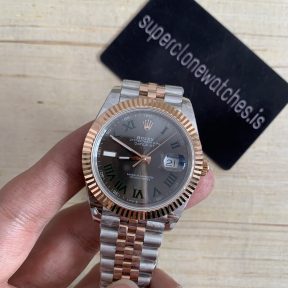 Rolex Datejust Wimbledon 41 Rose Gold Clone 3235 Movement Replica