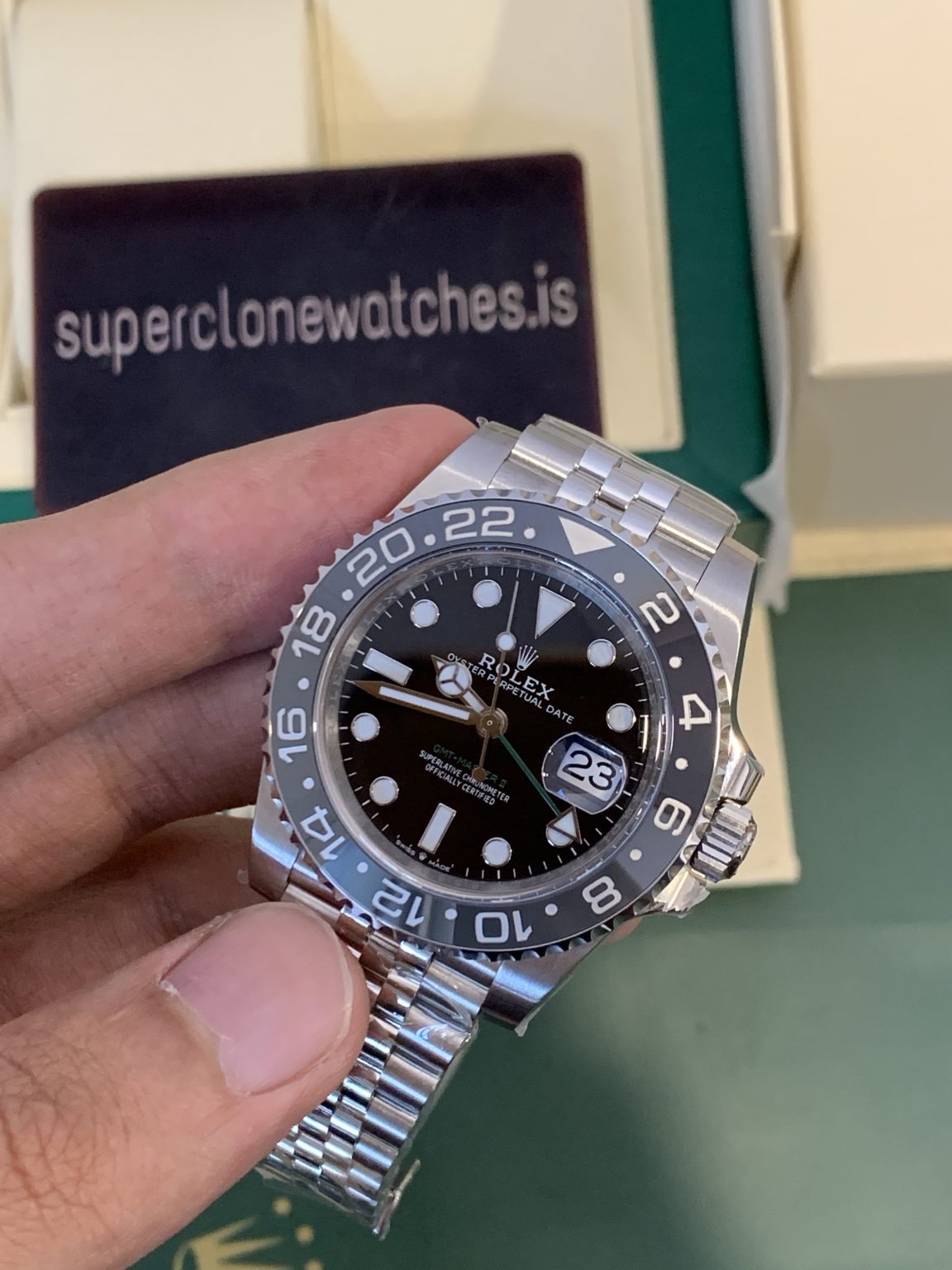 Rolex GMT Master II Bruce Wayne Super Clone In Jubilee Bracelet