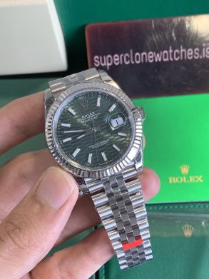 Super Clone Rolex Datejust 41 Mint Green Fluted Motif