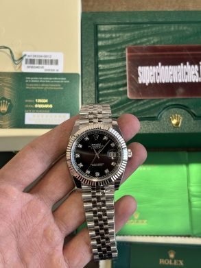 Super Clone Rolex Datejust 41 Black Dial Diamond hour Markers 3235 Movement