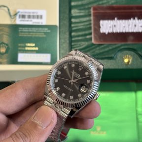 Super Clone Rolex Datejust 41 Black Dial Diamond hour Markers 3235 Movement