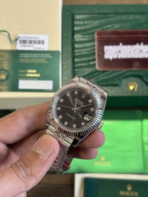 Super Clone Rolex Datejust 41 Black Dial Diamond hour Markers 3235 Movement