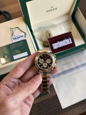 Bi-metal Rolex Daytona Diamond Set Dial Yellow Gold Top Clone Watch