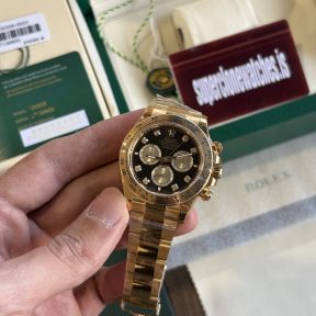 Rolex Daytona Yellow Gold Black Diamond Set Dial Ref126508 Clone 4131 Movement Super Fake Watch