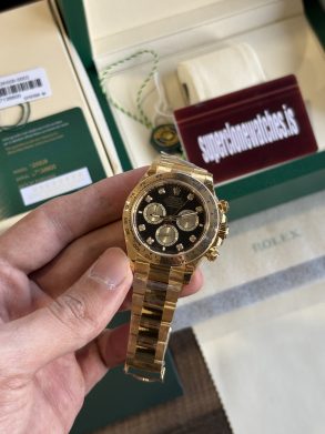 Rolex Daytona Yellow Gold Black Diamond Set Dial Ref126508 Clone 4131 Movement Super Fake Watch