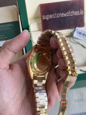 Super Replica Rolex Day Date Yellow Gold Green ombré dial 40mm Clone 3255 Movement Watch