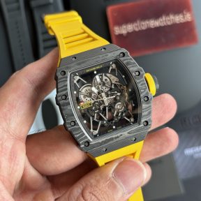 Richard Mille Rafael Nadal RM35-02 Yellow Strap Black Carbon Fiber Case Super Clone