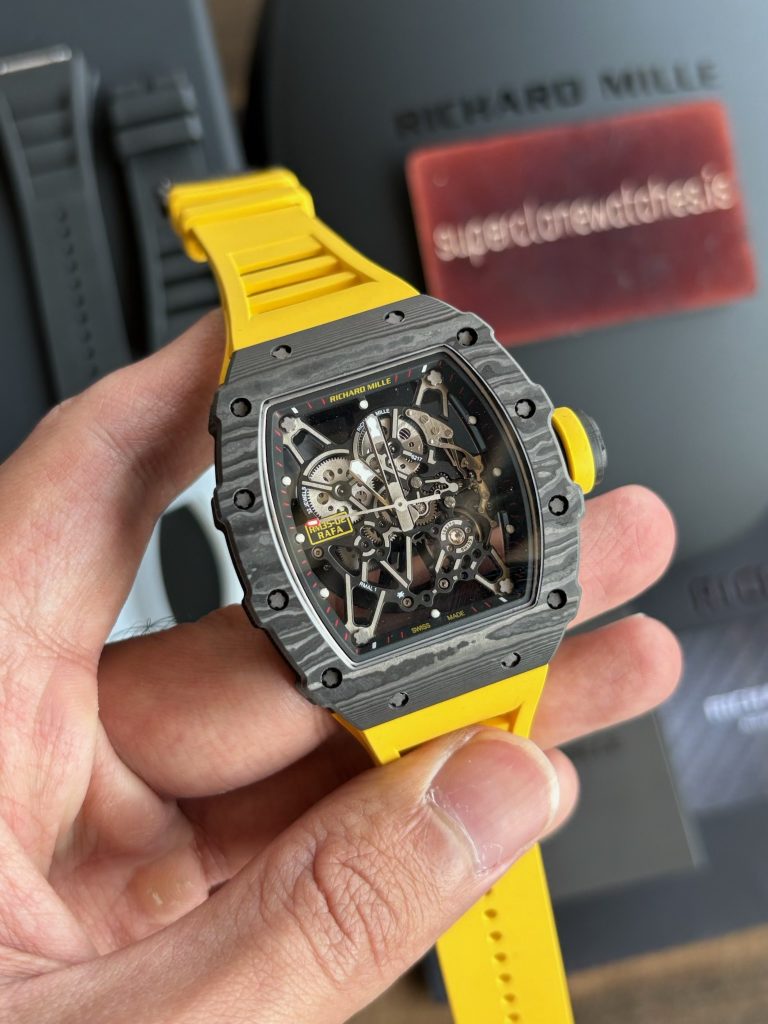 Richard Mille Rafael Nadal RM35-02 Yellow Strap Black Carbon Fiber Case Super Clone