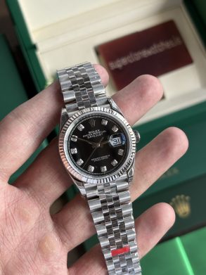 Datejust 36mm Black Dial Diamond Hour Markers Super Clone With 3235 Movement