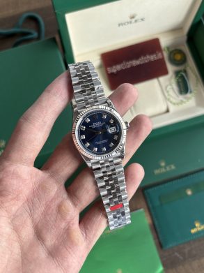 Rolex Datejust 36mm Blue Dial Diamond Hour Markers Super Fake With Clone 3235 Movement