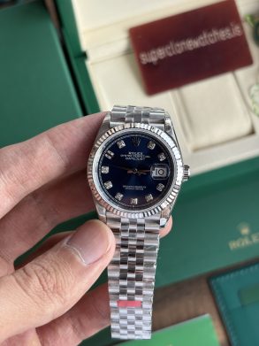Rolex Datejust 36mm Blue Dial Diamond Hour Markers Super Fake With Clone 3235 Movement