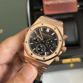 Ap Royal Oak Chrono Rose Gold Black Dial Hyper Fake Watch Clone 4401 Movement