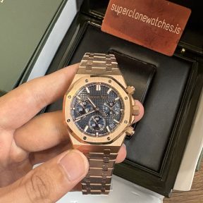 Audemars Piguet Royal Oak Chronograph Rose Gold Blue Dial Ref 26240 Super Clone