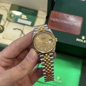 Rolex Datejust 36mm Two Tone Yellow Gold Motif Dial Clone 3235 Movement