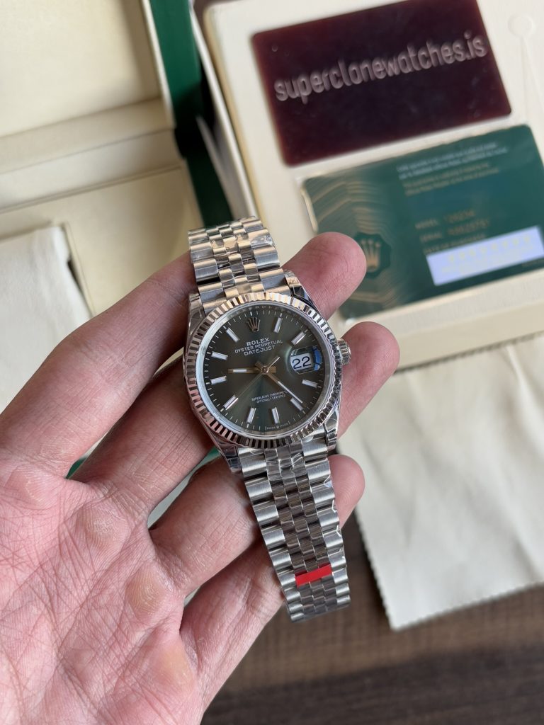 36mm Rolex Datejust Mint Green Dial Super Clone 904L Stainless Steel Jubilee Bracelet 3235 Movement
